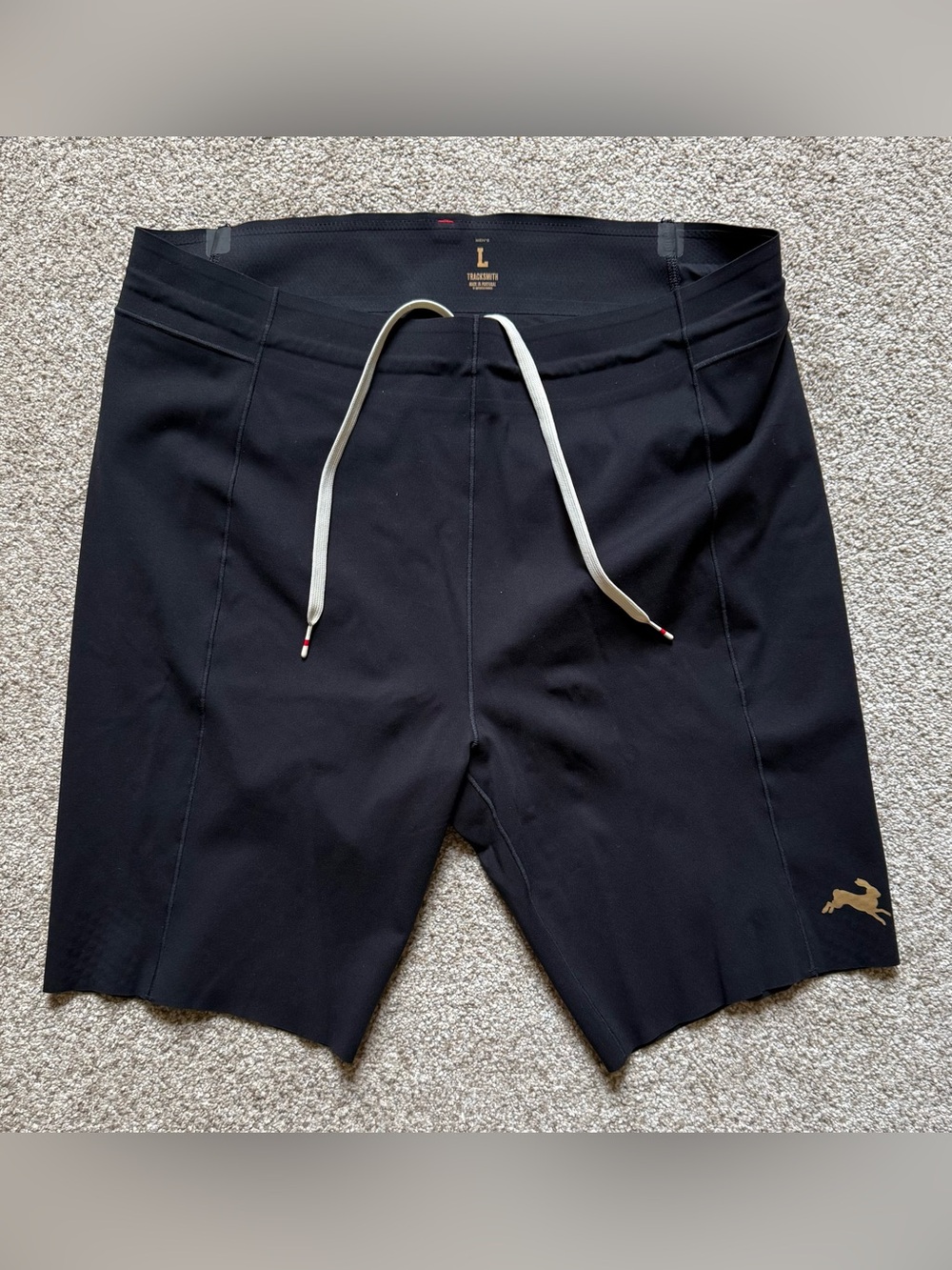 Tracksmith Black Men's Running Shorts with Gold Logo - Picture 3 of 4